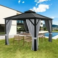 thumbnail image 2 of Costway 10' x  10' Patio Double-Top Hardtop Gazebo Galvanized Steel Roof Aluminum Frame, 2 of 12