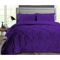 thumbnail image 1 of California King Comforter Pinch Purple 300 GSM Plush Siliconized Microfiber Fill Duvet Insert Box Stiched Quilted Fluffy Soft 600 TC Egyptian Cotton Shell with Piping & Pillowcases, 1 of 8