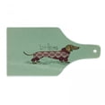 thumbnail image 1 of Dachshund Cutting Board, Dog in Knitted Sweater Design Detailed Colorful Cartoon Style Animal Pattern, Decorative Tempered Glass Cutting and Serving Board, Wine Bottle Shape, Multicolor, by Ambesonne, 1 of 1