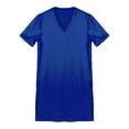 thumbnail image 5 of XUNZOO Men's Silk Satin Nightshirt Nightgown Short Sleeve V-neck Casual Top Shirt Sleepwear Royal Blue L, 5 of 7