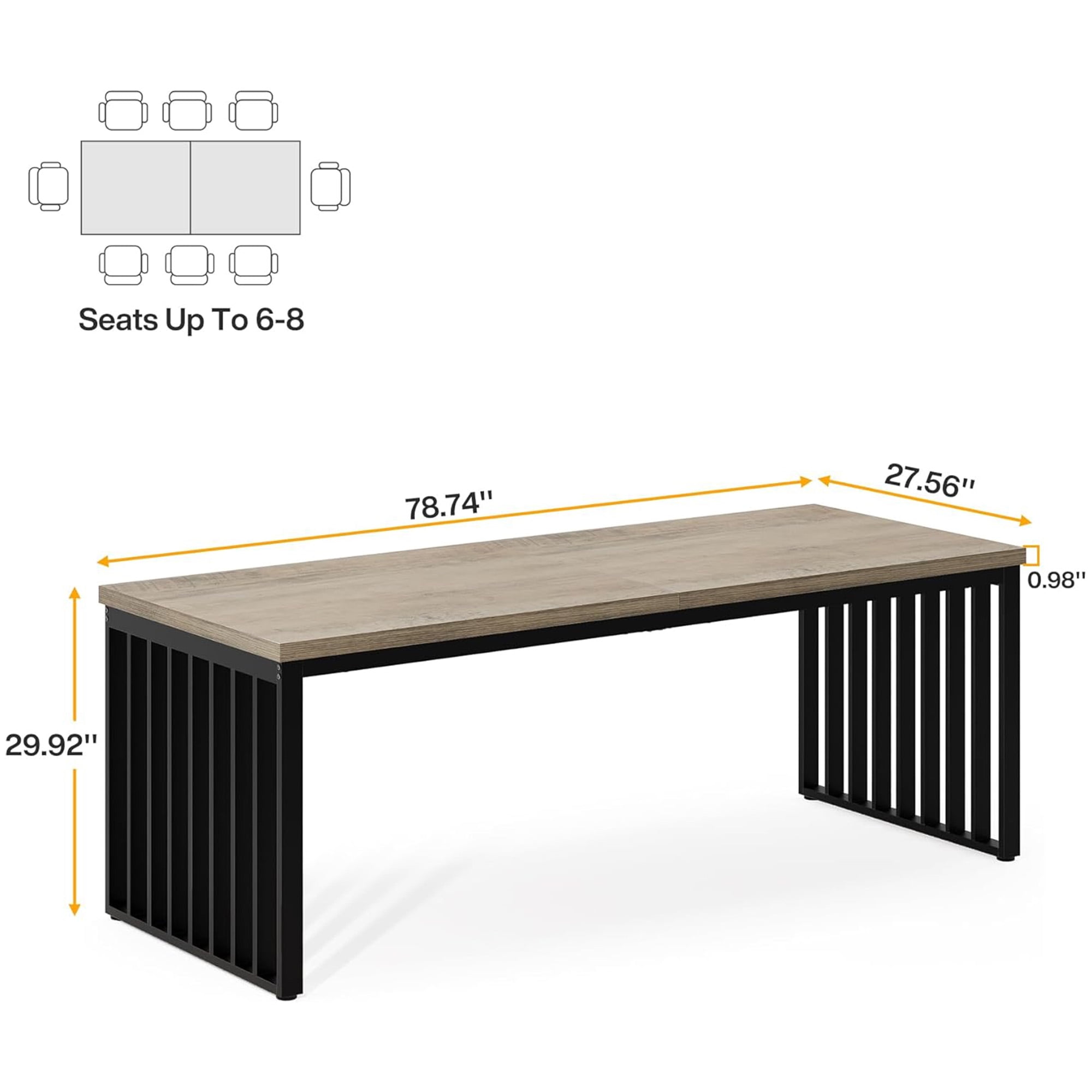 KIOOTTO 79" Two Person Executive Desk, Extra Long Double Computer Workstation with Metal Frame, Brown