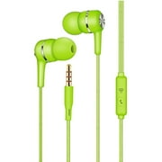 Wired Stereo Earbuds with Microphone - 3.5mm Plug, 10mm Speaker, Tangle-Free Cable, Wide Compatibility for Android Phones & More