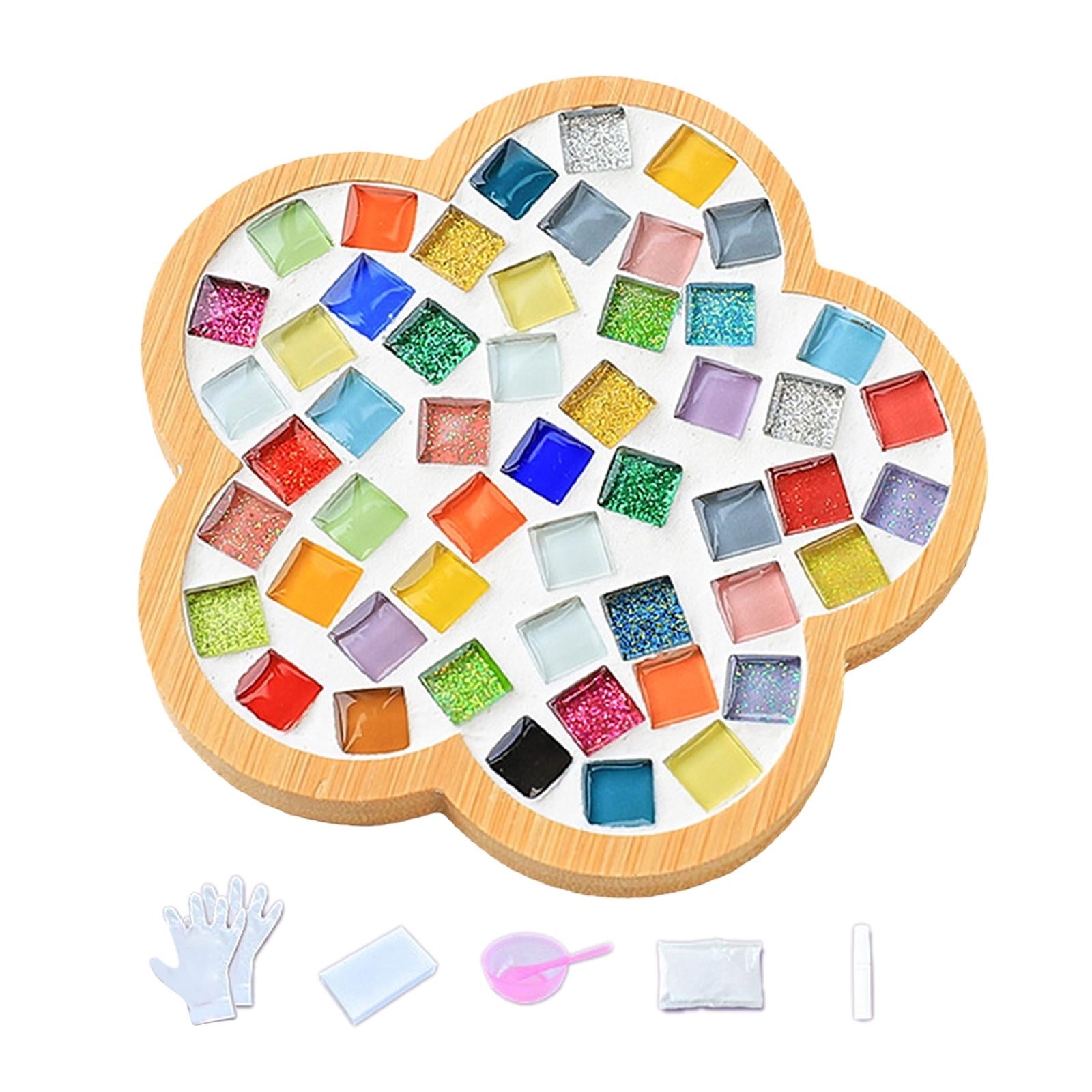 DIY Mosaic Coaster Holiday Gift Place Mat Cup Holder Children's Educational Toys Glass Mosaic Tiles for Home Ornament Dining Table B