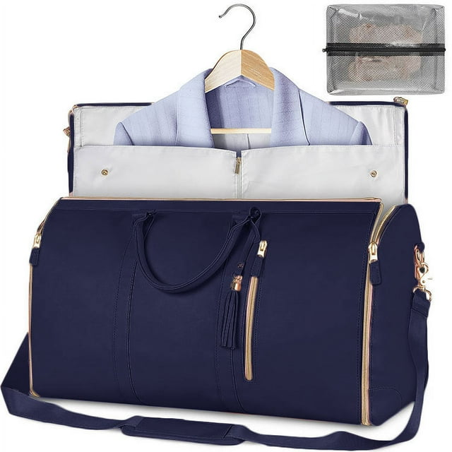 New Large PU Folding Suit Storage Bag Large Capacity Hand Luggage Bag Travel Bag Multi Function Navy