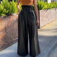 thumbnail image 2 of DHFJKG High Waist Wide Leg Pants For Women Fashion Trousers Metallic Glossy Night Out Comfortable Belted Stylish Trousers, 2 of 9