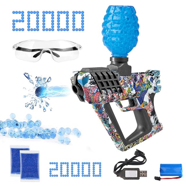 Muyoka Juguete de bola de gel con distancia de disparo de 32.8 pies, bola de gel el茅ctrica, juguete de bala de agua recargable por USB para mejorar las habilidades motoras finas, cuentas de gel, jugue