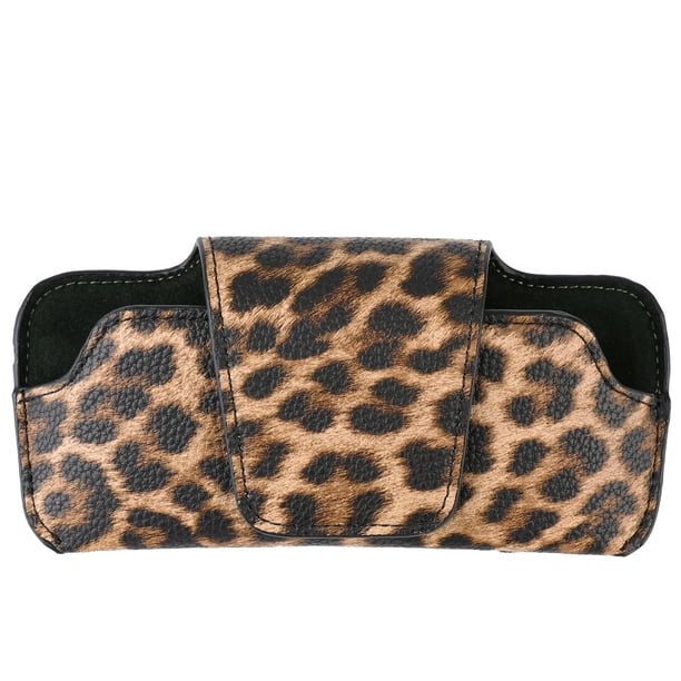 Porta Gafas de Sol URIZZD para Visera de Auto en Cuero (Estampado Leopardo)