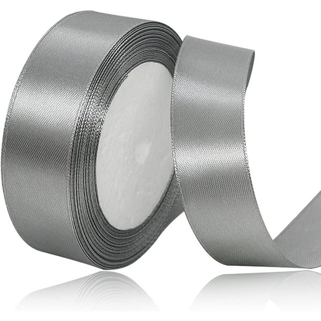 LAICAIW Solid Color Grey Satin Ribbon, 1 Inches x 25 Yards Fabric Satin Ribbon for Gift Wrapping, Crafts, Hair Bows Making, Wreath, Wedding Party Decoration and Other Sewing Projects