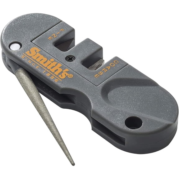 PP1 Pocket Pal Knife Sharpener Preset Carbide & Ceramic Stone Sharpeners Fold-Out Diamond Coated Rod Outdoor Hunting Knife & Hook Sharpener, Handheld, Compact, Lightweight, Multiuse