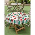 thumbnail image 3 of Outdoor Tablecloth with Umbrella Hole and Zipper, Christmas Trees Round Table Cloth 60 Inch Waterproof Tablecloth, Red Green Xmas Tree Star Winter Holiday Picnic Table Cover for Patio Camping, 3 of 7