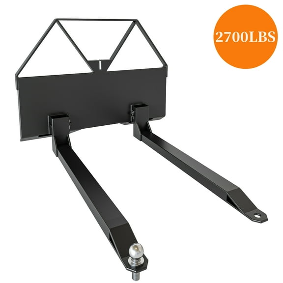 Aoile 2700lbs Heavy Duty Pallet Forks with Trailer Hitch Ball, 46" Quick Attach Pallet Forks Attachment for Tractor & Loaders, Black