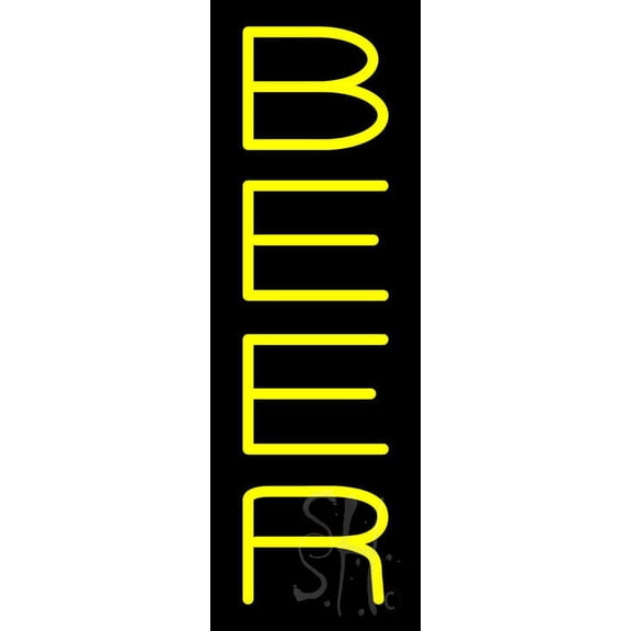 Vertical Yellow Beer LED Neon Sign 24" Tall x 8" Wide, Clear Edge Cut Acrylic Backing, with Dimmer - Bright and Premium built indoor LED Neon Sign for Bar decor.