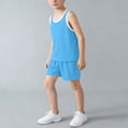thumbnail image 3 of Kids Two Piece Sets Crew Neck Sleeveless Tank Tops and Elastic Waist Shorts Pajamas Boys Girls Summer Outfit Set, 3 of 5