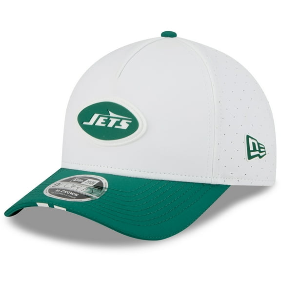 Youth New Era  White/Green New York Jets 2025 NFL Training Camp A-Frame 9FORTY Adjustable Hat