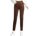 thumbnail image 2 of Pantalones de pana gruesa con forro polar para mujer, pantalones holgados e informales de lana de cordero con pierna ancha y forro polar de rábano para otoño e invierno, 2 of 3