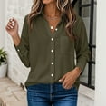 thumbnail image 6 of Women's Button Down Shirts Long Sleeve Business Work Tops Casual with Pockets Jacket for Office and Daily Wear Fashion Outfits ,Army Green L, 6 of 6