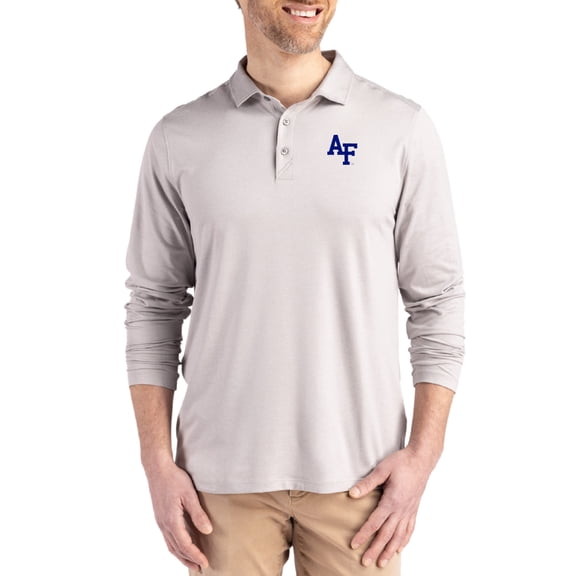 Men's Cutter & Buck  Gray Air Force Falcons Primary Coastline Epic Comfort Long-Sleeve Polo