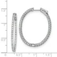 thumbnail image 2 of Sterling Silver Rhodium Plated With Cubic Zirconia Hinged Oval Hoop Earrings - Measures 35x28mm Wide, 2 of 2