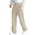 thumbnail image 6 of GUZOM Mens Wide Leg Pleated Pants Beige, Lightweight Wrinkle Resistant Polyester, Relaxed Fit Comfort Casual & Business Office Trousers,Size L, 6 of 9