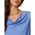 thumbnail image 5 of INSPIRE CHIC Women's Cowl Neck Short Sleeve Casual Stretchy Top S Blue, 5 of 6
