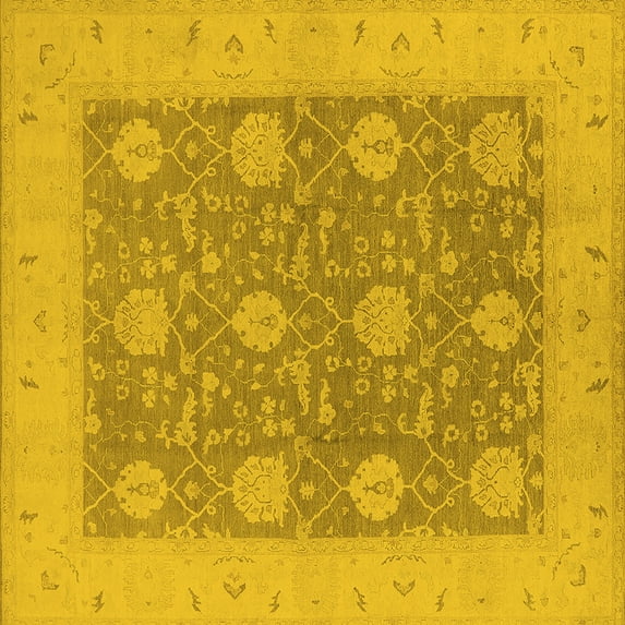 Ahgly Company Indoor Square Oriental Yellow Traditional Area Rugs, 8' Square