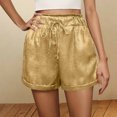 thumbnail image 2 of ABATAB Women Casual Shorts Shiny Drawstring Comfy Elastic Waist Solid Summer Dressy Shorts with Side Pockets, 2 of 7