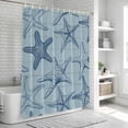 thumbnail image 6 of Navy Blue Starfish Shower Curtain, Waterproof Shower Curtains for Bathroom, Coastal Ocean Summer Sea Nautical Washable Fabric Bathtub Curtain Set Bath Decor with 12 Hooks Extra Long 72"x96", 6 of 8