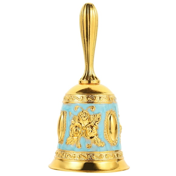 Retro Golden Hand Bell for Daily Use Vintage Zinc Alloy Table Bell with Clear Sound 3 Inch