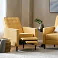 thumbnail image 3 of Mason Mid Century Modern Button Tufted Recliner, Muted Yellow and Dark Espresso, 3 of 10