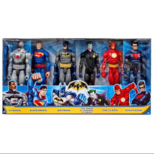 Cyborg, Superman, Batman, Joker, Flash & Nightwing Action Figure 6-Pack -  