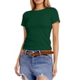 thumbnail image 3 of Bibifish Womens Tees Summer Solid Stretchy Basic Soft T Shirts Slim Fit Crewneck Short-Sleeve Summer Daily Wear Commute Tshirts Tee Tops, 3 of 6