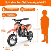 Dirt Bike 36V 350W Electric Off-Road Motorcycle–15.5 mph Max & 11.2 Mile Range,3-Speed Ride-On for Ages 12+