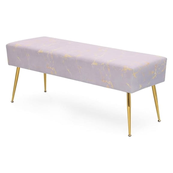 XiHuaZhaoChen 45" Length Velvet Ottoman Bench, End Bed Bench with Golden Metal Legs, Upholstered Bench Load up to 440 lb for Bedroom, Living Room, and Entryway, Lavender