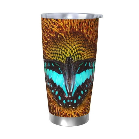 

Tideii Butterfly Alighted On Sunflowers for 20OZ Car Cup Stainless Steel Cold and Hot Cup with Lid Suitable for Outdoor and Home Unisex-Without Straw