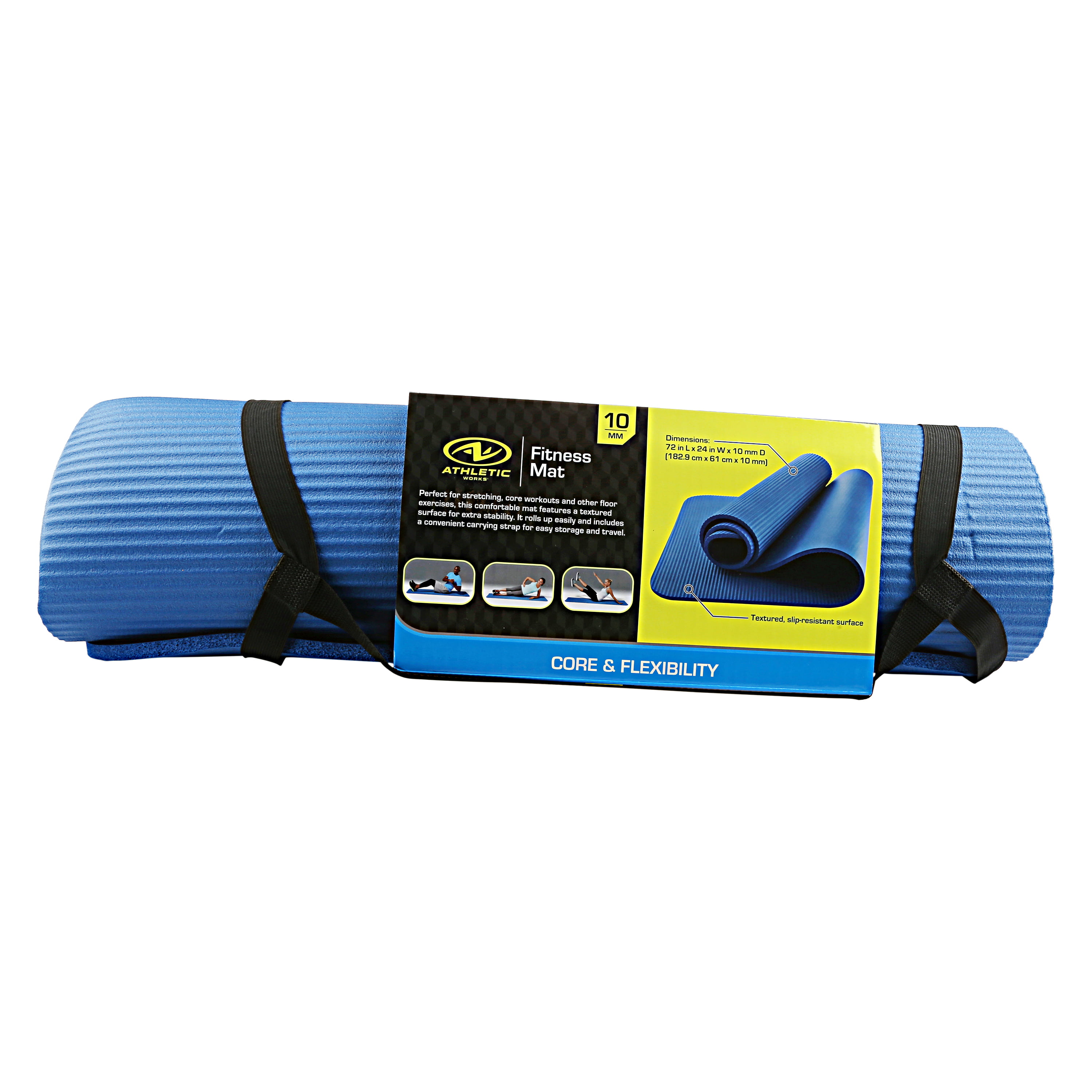 Athletic Works Fitness Mat, Blue, 10mm, NBR