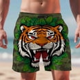 thumbnail image 6 of ZQUUVOU Men's Swim Trunks Funny Novelty Print Drawstring Elastic Waist Double Pockets 5 Inch Beach Shorts Beach Shorts Olive Green, 6 of 9