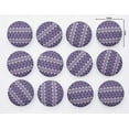 thumbnail image 3 of IBA Indianbeautifulart Purple 2 Hole Stripe & Semi Circle Geometric Shirting Buttons Canvas Fabric Covered Buttons&nbsp;Cloth Embellishments For Scrapbooking Pack Of 50, 3 of 7