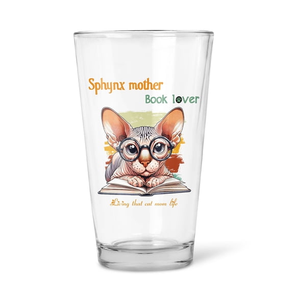 Sphynx Mother Book Lover Living That Cat Mom Life Happy Mother's Day 16oz Pint Beer Glass Mug Cat Lover Kitten Owner Gifts Idea Beer Glasses Cup - 03004
