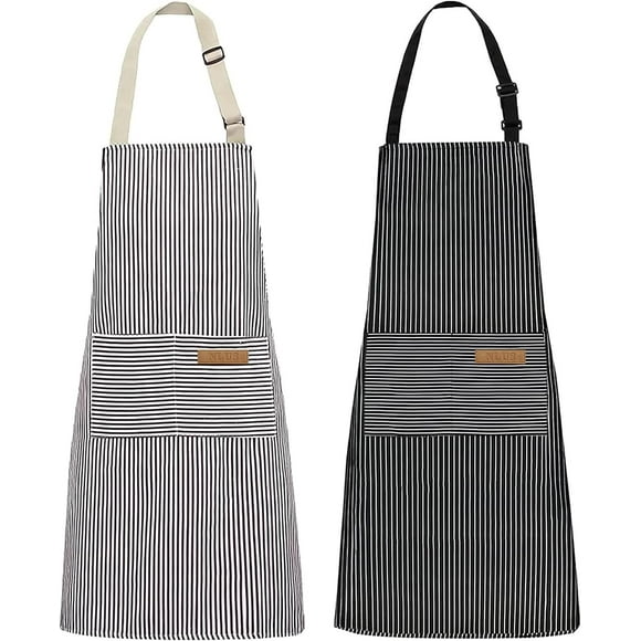 Delantales de Cocina, Mandiles de Cocina Mujer, Mandiles de Cocina Hombre, 2 Delantal de Cocina Impermeables, Delantal de Chef con Correa Ajustable para El Cuello para Hombre