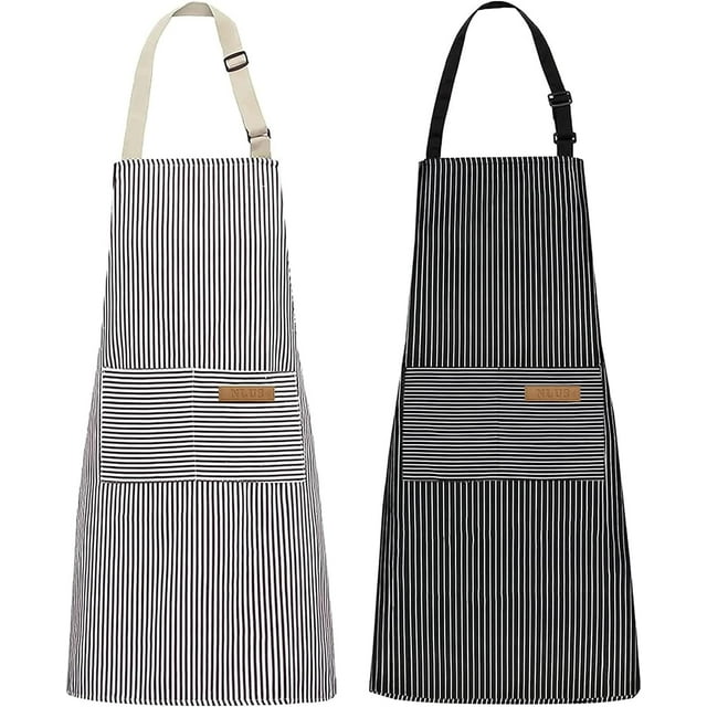 Delantales de Cocina, Mandiles de Cocina Mujer, Mandiles de Cocina Hombre, 2 Delantal de Cocina Impermeables, Delantal de Chef con Correa Ajustable para El Cuello para Hombre