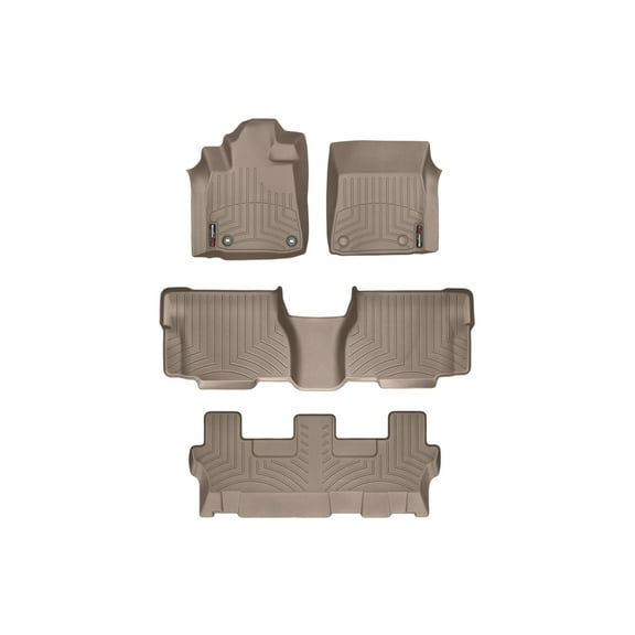 WeatherTech Custom Fit FloorLiners compatible with 2012-2022 Toyota Sequoia - Complete Set (1st, 2nd, & 3rd Row), Tan