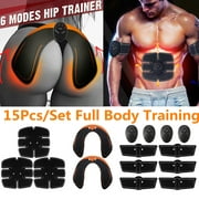 15PCS/Set ABS Stimulator, Hip Trainer Buttocks Lift Up Abdominal Muscle Trainer Muscle Stimulation Smart Body Building Fitness Ab Core Toners Workout