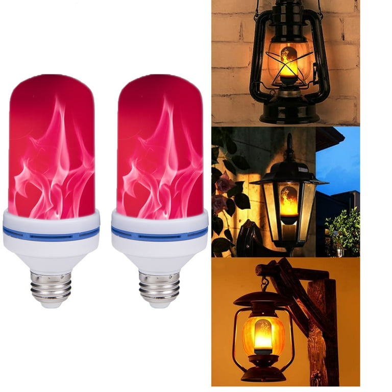 2 Pcs LED Flame Effect Fire Light Bulbs E26 LED Flickering Flame