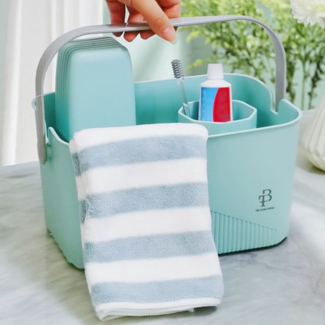 Shower Storage Basket, Reinforced Handles, Water-Resistant Organizer for Bathroom Essentials, Blue