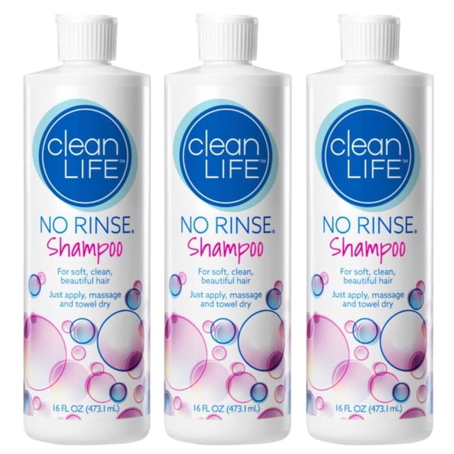 Champú sin enjuague 16 fl oz – Deja el cabello fresco, limpio y sin olor, fórmula sin enjuague (paquete de 3)