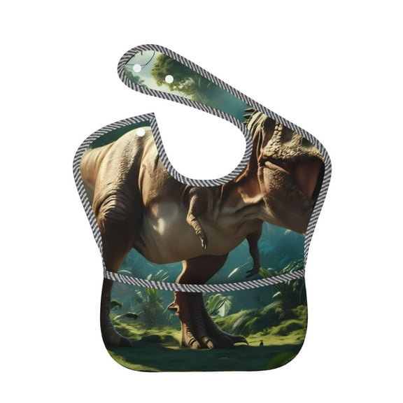 Kdxio Green Forest Dinosaur Bibs For Babies, Baby Bibs for Eating, Toddler Bibs, Waterproof Bibs, Feeding Bibs, for Toddlers, Boys, Girls