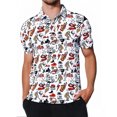 thumbnail image 2 of Bibifish Mens Polo Shirts Retro Skull Golf Theme Full Print Short Sleeve Shirts Regular Fit Leisure Golf Tops, 2 of 3