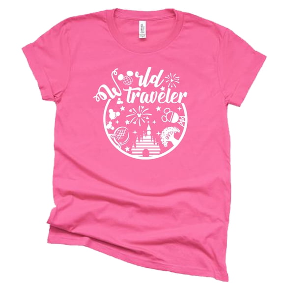 Orlando Theme Park World Traveler Shirt Unisex - Inspired T-Shirt (Dark Pink, Large)