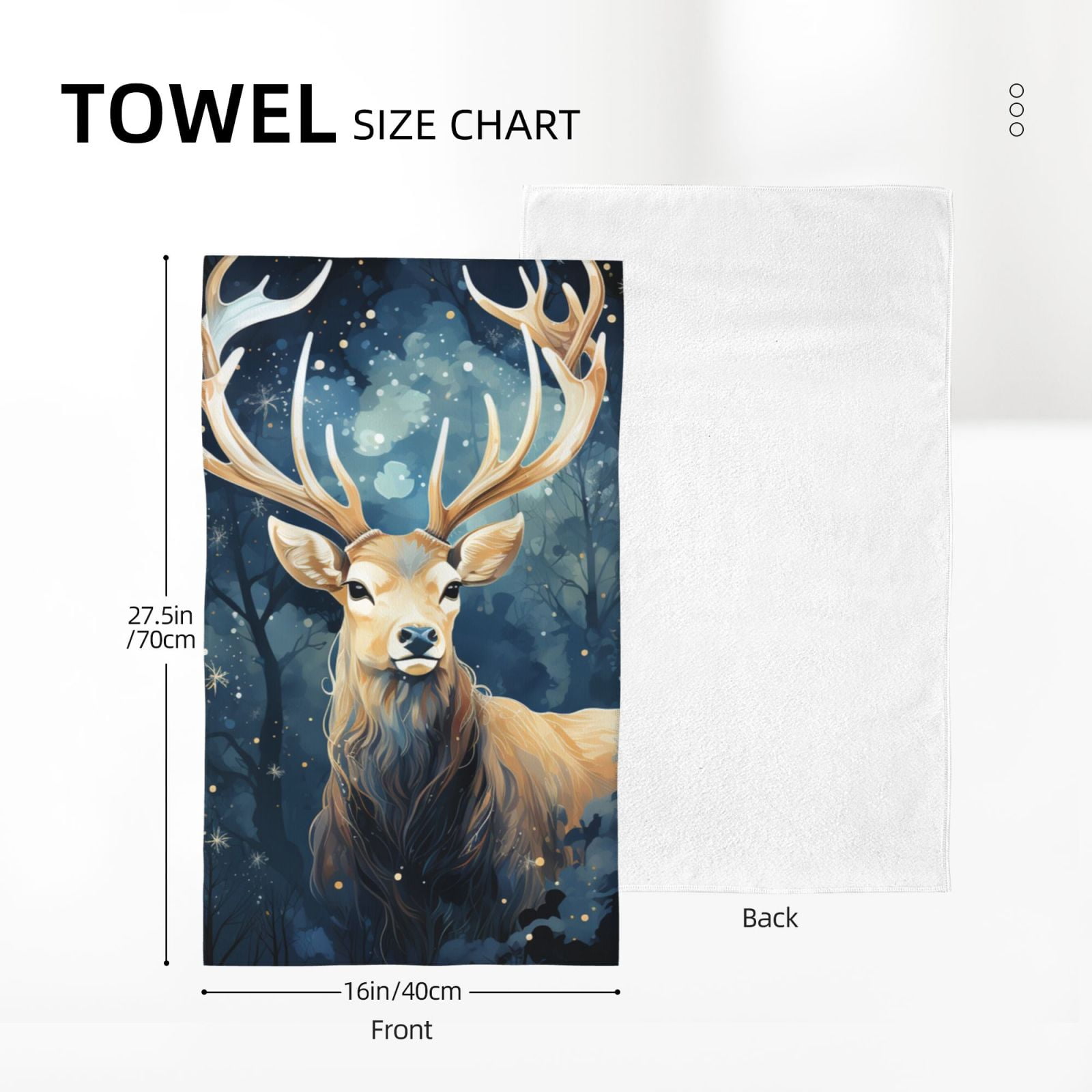 Antler Whitetail Deer Hunting Art 27.5" x 16" Ultra Soft Hand Towel, Face Wash Cloth for Bathroom, Gym, Travel, Pool