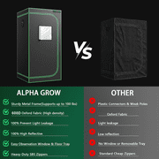 ALPHAGROW 2-Piece Grow Tent System, 24 x 24 x 48 in, with Twin Doors and LED Grow Light, Fan Not Included